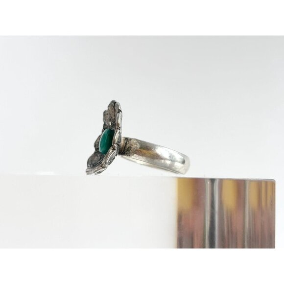 Sleeping Beauty Turquoise Petaled Sterling Floral Southwest Vintage Ring - sz 5 - Picture 8 of 10